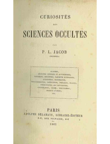 CURIOSITES DES SCIENCES OCCULTES