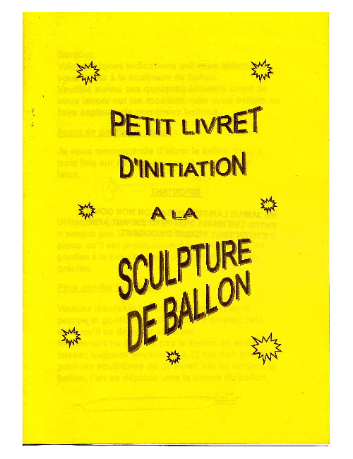 PETIT LIVRET D'INITIATION A LA SCULPTURE DE BALLON