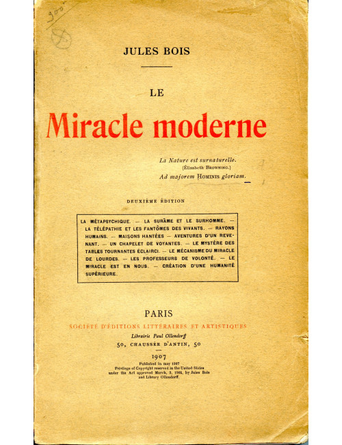 LE MIRACLE MODERNE (Jules Bois)