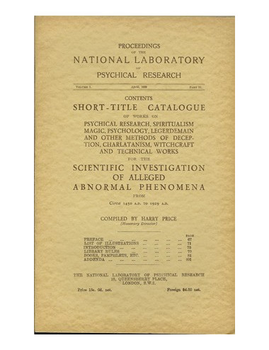 PROCEEDINGS OF THE NATIONAL LABORATORY OF PSYCHICAL RESEARCH – VOLUME I PART II (Harry PRICE)