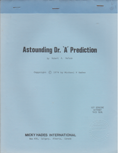 Astounding Dr. 'A' Prediction by Robert A. Nelson