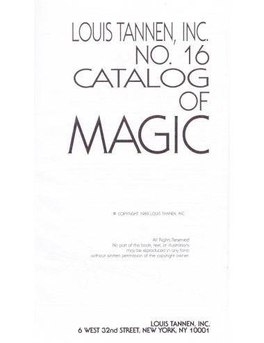 LOUIS TANNEN'S, INC N° 16 CATALOG OF MAGIC