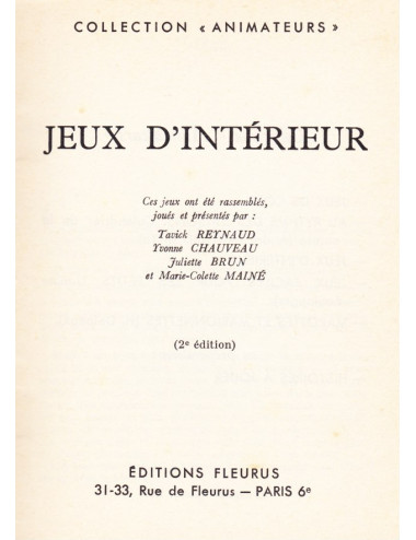 JEUX D'INTÉRIEUR (COLLECTION ANIMATEURS)