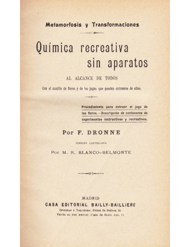 QUIMICA RECREATIVA SIN APARATOS AL ALCANCE DE TODOS (F. DRONNE)