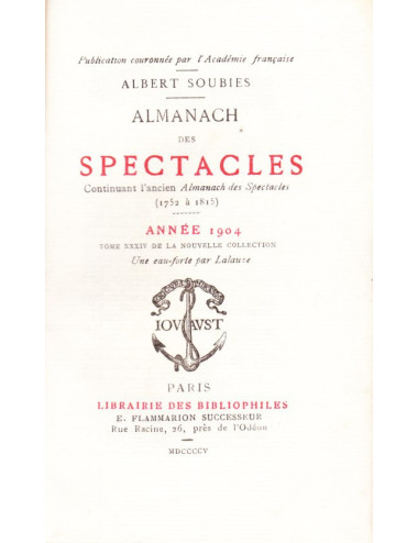 ALMANACH DES SPECTACLES...