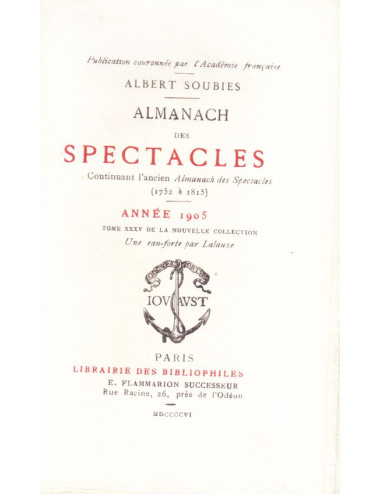 ALMANACH DES SPECTACLES...