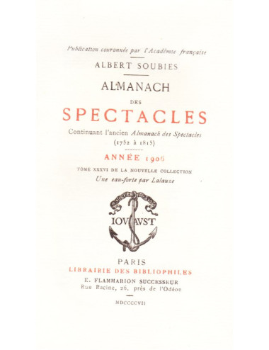 ALMANACH DES SPECTACLES...